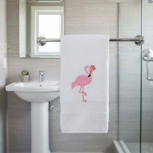 Flamingo Embroidered hand towel super cute  new